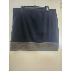 Simply Vera Wang Knit Colorblock Pencil Skirt Navy Gray Black Stretch XL
